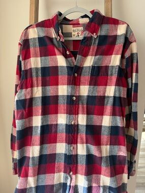 RedHead Red, Navy & White Plaid Flannel Button-Down Shirt